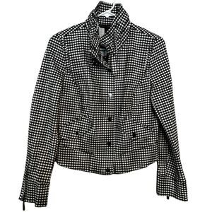 White House Black Market Black and White Gingham Zip Jacket